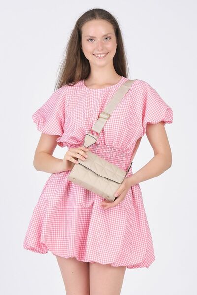 NURBUTİK Ρυθμιζόμενη τσάντα χειρός και ώμου με μοτίβο κεντήματος με λουράκι κολώνας