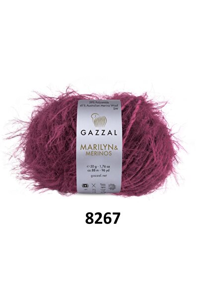 GAZZAL İPLİK خيوط غزال مارلين ميرينوس للحياكة طويلة الشعر 250 جرام 5×50 جرام ...