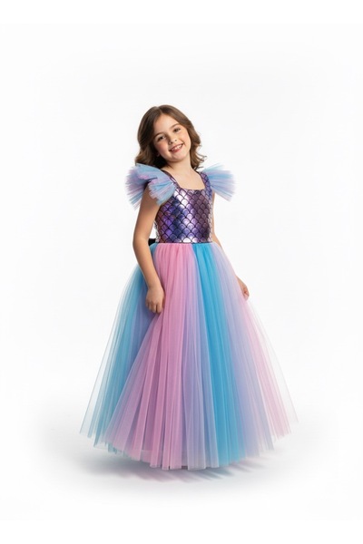 KT PERA BABY Цветна рокля за рожден ден на момиче с русалка