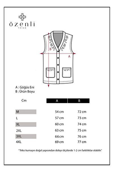 Özenli Triko Çelik Örgü 5 Düğmeli Renkli Çiçek Nakışlı Anne Yelek Bej