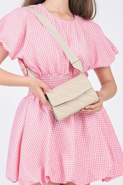 NURBUTİK Ρυθμιζόμενη τσάντα χειρός και ώμου με μοτίβο κεντήματος με λουράκι κολώνας