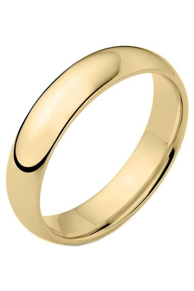 Takı Dükkanı Unisex 6mm Parlak Bombeli Erkek Kadın Çelik Alyans Yüzük tca