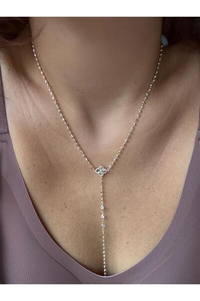 DGK COLLECTİON Light gold zirkon taşlı,lazer yonca detaylı Y form tasarım kol...