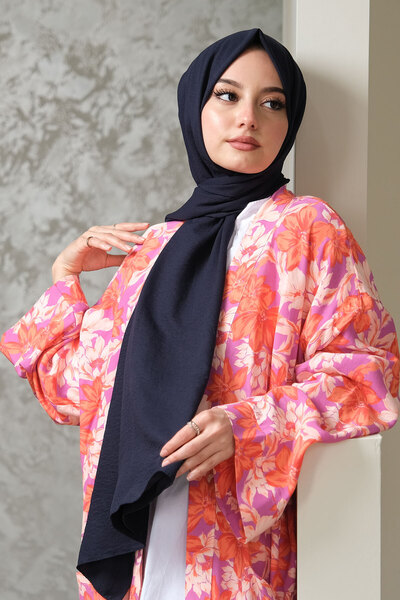 AFVENTE Cotton Jazz Shawl Navy Blue
