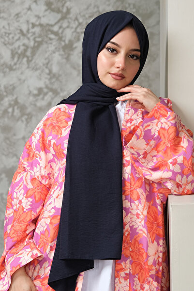 AFVENTE Cotton Jazz Shawl Navy Blue