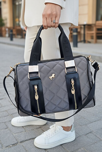 POLO CLUB Women's Kaptione Patterned Cylinder Model Long Crossbody Strap Hand & Shoulder Bag (31X22 cm)