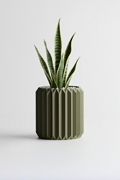 OEM Ghiveci decorativ cu design origami, culoare Verde Oliv