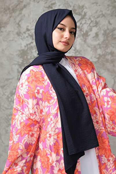 AFVENTE Cotton Jazz Shawl Navy Blue