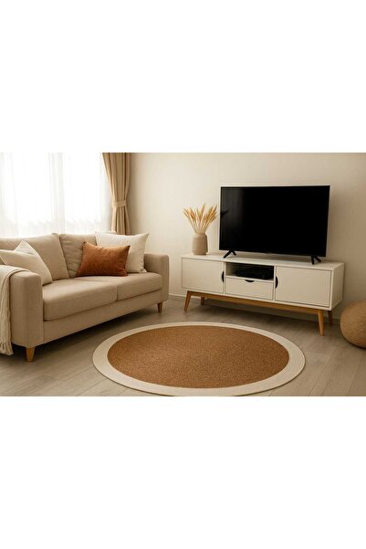 Efuliz Home Jüt-Hasır-Beyaz Renk,Salon,Oturma Odası,Antre,Hol,Mutfak, Yuvarla...