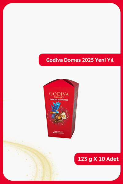 Godiva Chocolate DOMES - Yeni Yıl Özel Karma Kutu - Fındık&Badem - 123 gram - 10 Adet