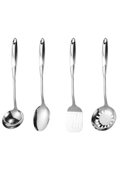 ELEGANT HOME طقم ملاعق طبخ 4 قطع من الفولاذ المقاوم للصدأ