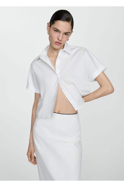 MANGO Woman %100 pamuklu kısa gömlek