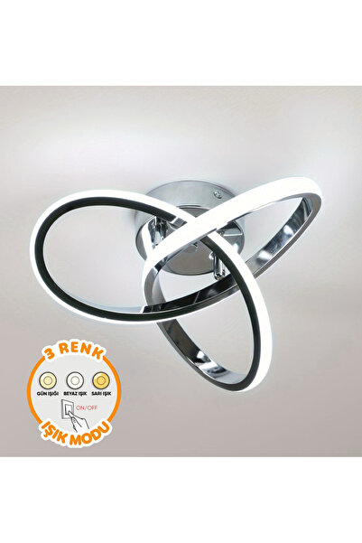 burenze Modern 3 Renk Işık Boomerang Plafonyer Tavan Led Avize Krom