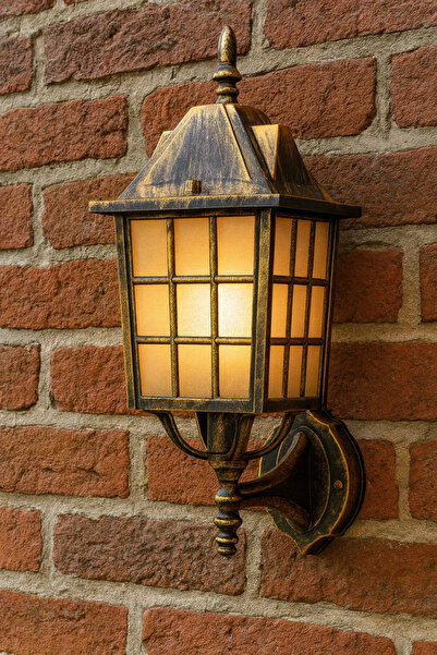Akviva 232LAMP NOSTALJİ Fener Konsollu Sarı Eskitme Duvar Aydınlatması Bahçe ...