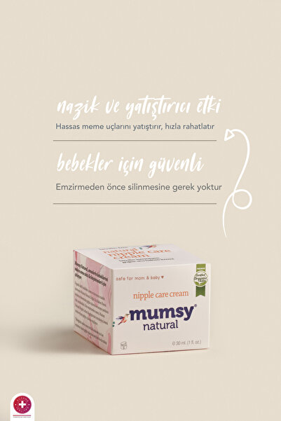 Mumsy Natural Göğüs Ucu Kremi 30 ml | Organik Bitkisel Formül Çatlak ve Tahriş Karşıtı, Dermatolojik Onaylı