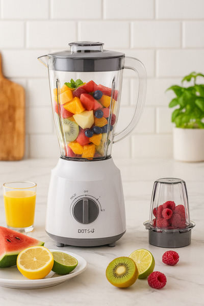 DOTS Dots 2-in-1 Blender – 400W – 1.5L with Grinder – 2 Speeds + Pulse – White