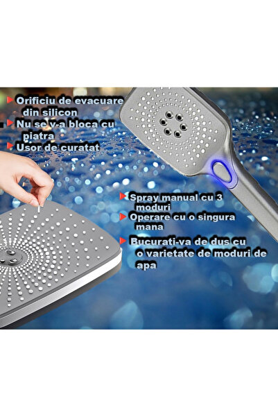 MODVIA Rectangular LED shower column set, grey