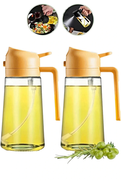 Ercazzo 2Li Sprey Yağdanlık Cam 450ml Zeytinyağı Sıvıyağ Şişe Sprey Yağdanlık...