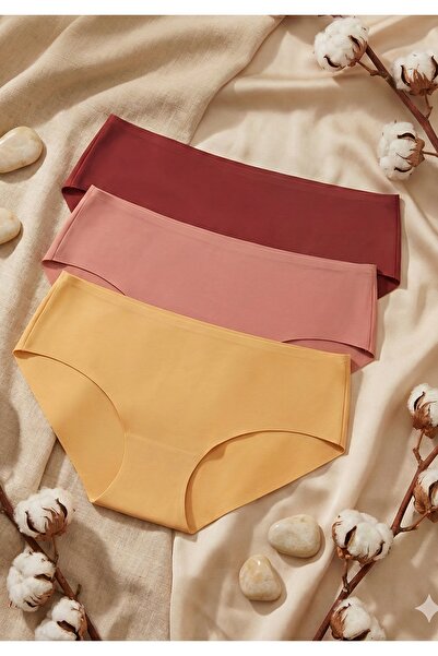 NIA UNDERWEAR 3 قطع سراويل داخلية نسائية بدون خياطة من القطن عالي الخصر مقطوع...