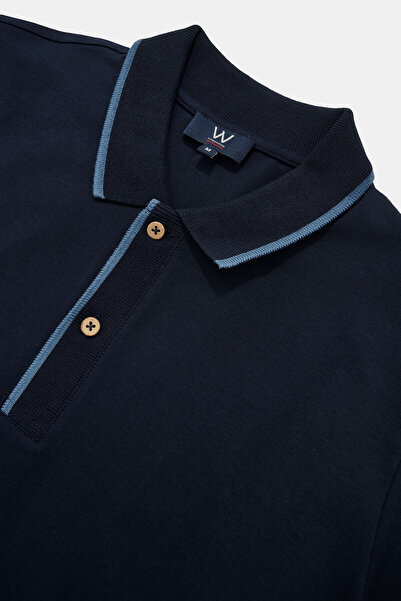 W Collection NAVY BLUE POLO NECK T-SHIRT