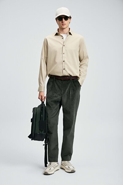 Lufian 112010686 Ferla Basic Shirt Regular Fit Men's Shirt Beige