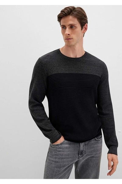 Mavi 070377 Tricou cu mânecă lungă Block Color guler rotund pentru bărbați tr...