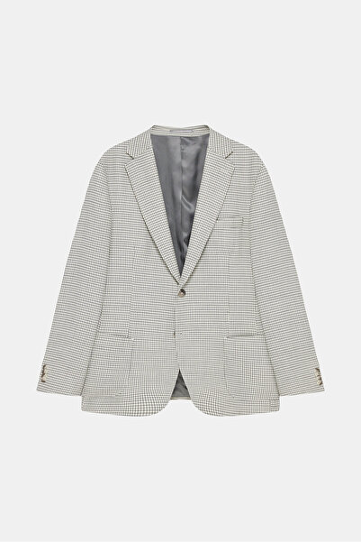 W Collection Gray Buttoned Linen Wool Jacket