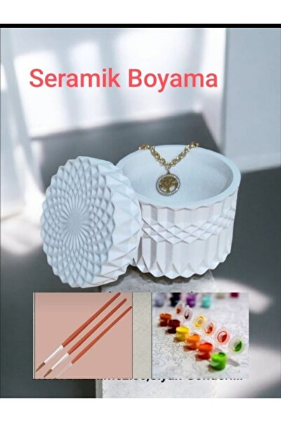 Denic Tasarım Taş Boyama Seti - 1 Fırça - 3 Boya- Seramik Dekoratif Çok Amaçl...