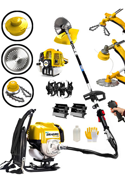 Dragro 4x4 2 Zamanlı Sırt Tipi Benzinli Motorlu Ot Çalı Tırpanı Çim Biçme Mak...
