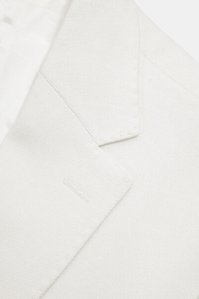 W Collection White Buttoned Linen Viscose Jacket