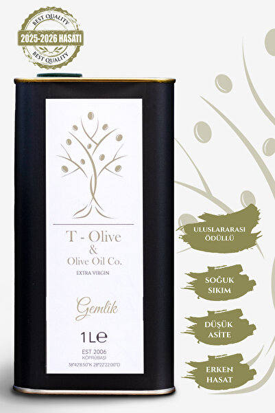 T Olive&Olive Oil Co. Erken Hasat Gemlik Natürel Sızma Zeytinyağı 1 L