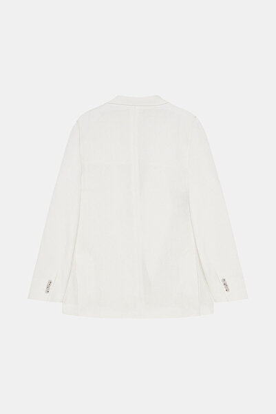 W Collection White Buttoned Linen Viscose Jacket