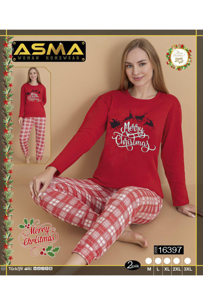 asma New Year Pajama Set - Long Sleeve Top and Long Pants,