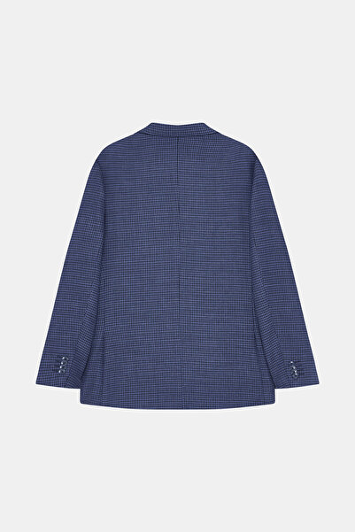 W Collection Dark Blue Buttoned Linen Wool Jacket