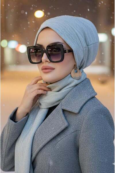 Aişe tesettür Gray Melange Hijab Beanie