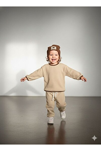 Kuğu Baby Unisex Waffle Bereli Üçlü Takım