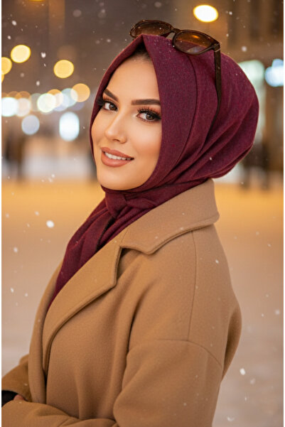 Aişe tesettür Bordo Kaşe Hazır Eşarp