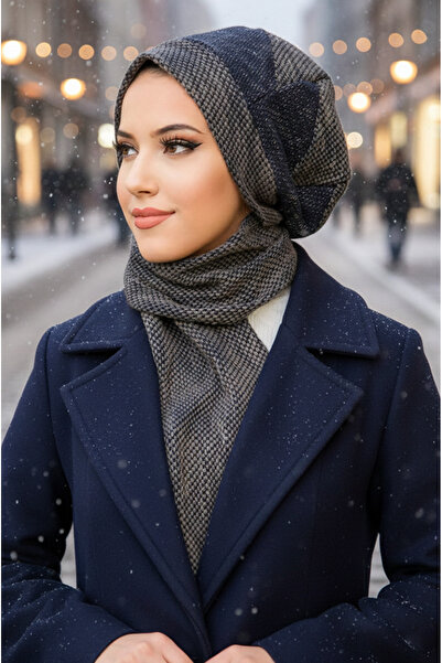 Aişe tesettür Lacivert Vizon Garnili Tesettür Bere