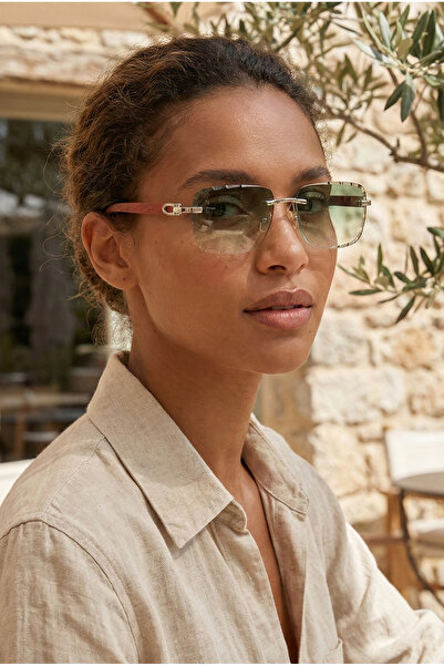 Kapin Hulls Kristal Kesim Ahşap Detaylı Güneş Gözlüğü - Yeşil