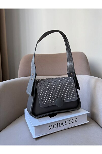 Moda Sekiz Women's Gray Stone Day and Night Shoulder Bag