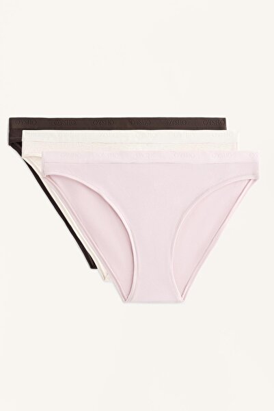 Oysho 3 classic cotton blend briefs with logo
