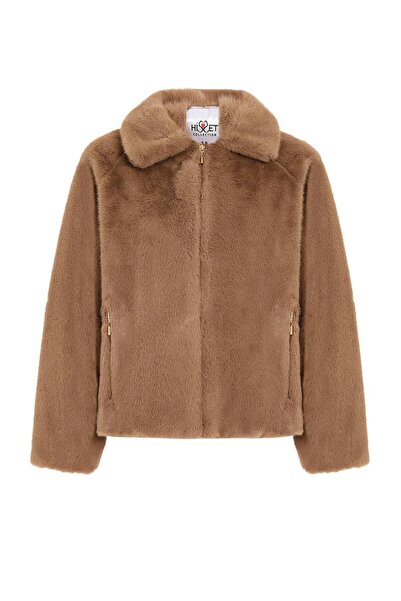 Olcay Μπουφάν από ψεύτικη γούνα με φερμουάρ Reglan KAMEL 1012