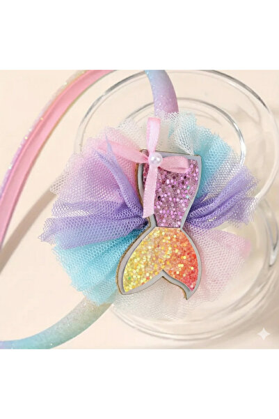 darko Denizkızı Taç Deniz Kızı Tacı Süslü Kız Çocuk Mermaid Hairband Pembe Ma...