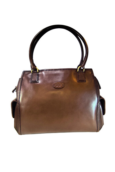 GÖN Women's Handmade (Handmade) Zipper Closure Genuine Leather Hand and Shoulder Bag Ertica