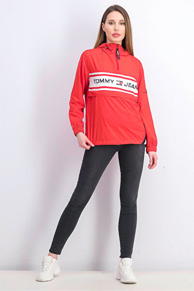 Tommy Jeans Women Brand Logo Windbreaker Jacket, Red