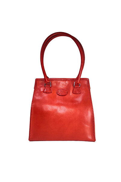 GÖN Women's Handmade Leather Snap Closure Logo Detailed Hand and Shoulder Bag Armo