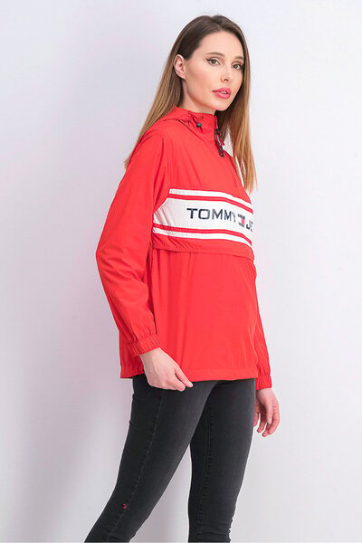 Tommy Jeans Women Brand Logo Windbreaker Jacket, Red