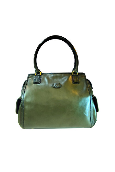 GÖN Women's Handmade (Handmade) Zipper Closure Genuine Leather Hand and Shoulder Bag Ertica