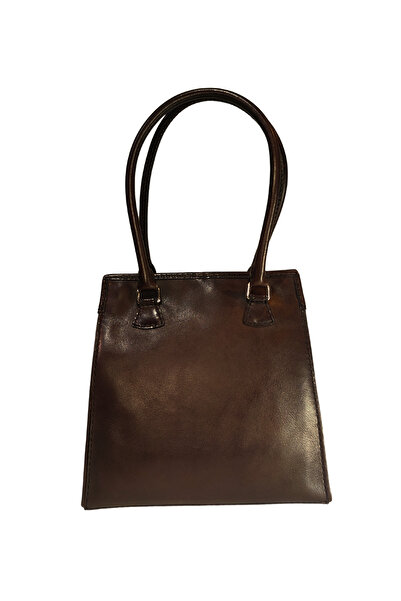 GÖN Women's Handmade Leather Snap Closure Logo Detailed Hand and Shoulder Bag Armo