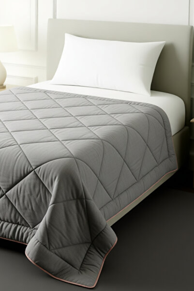 Dormeur POLYCOTTON FIRÇALI TEK KİŞİLİK YORGAN GRİ-GÜL KURUSU (155x215)